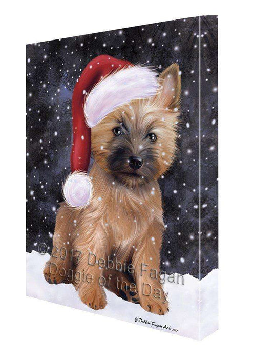 Let it Snow Christmas Holiday Cairn Terrier Dog Wearing Santa Hat Canvas Wall Art