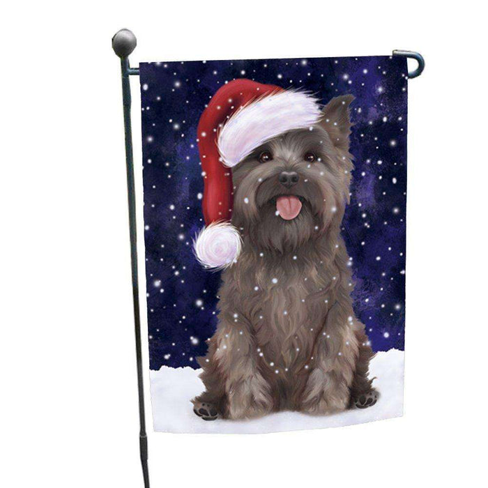 Let it Snow Christmas Holiday Cairn Terrier Dog Wearing Santa Hat Garden Flag GF224