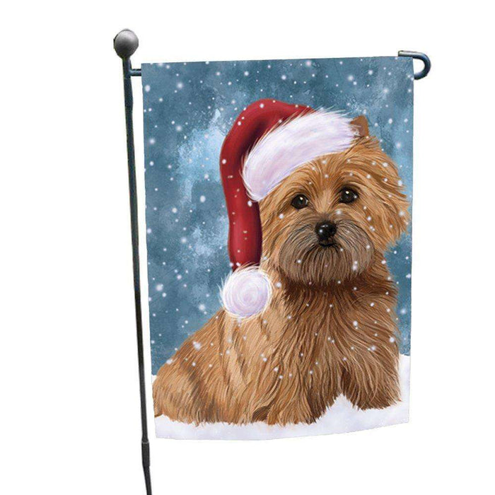 Let it Snow Christmas Holiday Cairn Terrier Dog Wearing Santa Hat Garden Flag GF227