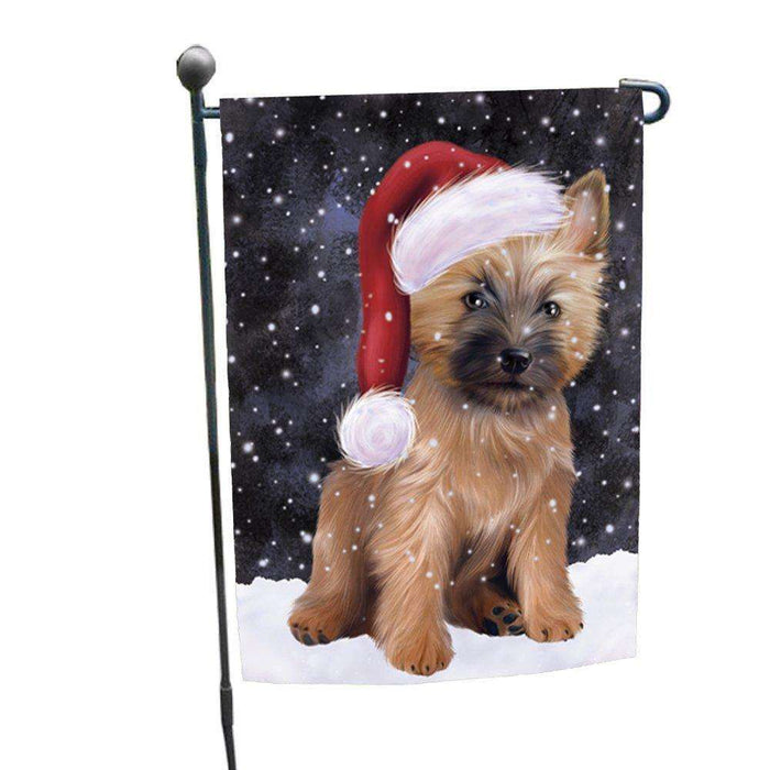 Let it Snow Christmas Holiday Cairn Terrier Dog Wearing Santa Hat Garden Flag