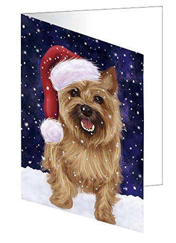 Let it Snow Christmas Holiday Cairn Terrier Dog Wearing Santa Hat Handmade Artwork Assorted Pets Greeting Cards and Note Cards with Envelopes for All Occasions and Holiday Seasons D377