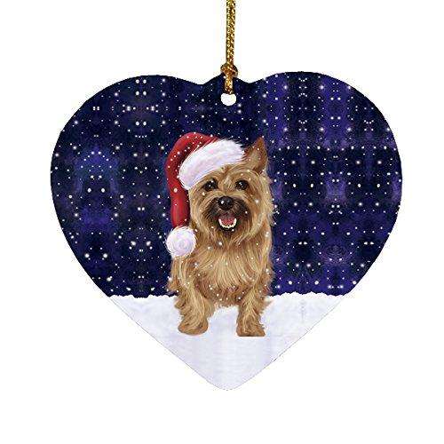 Let it Snow Christmas Holiday Cairn Terrier Dog Wearing Santa Hat Heart Ornament D271