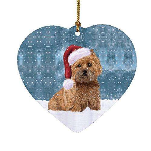 Let it Snow Christmas Holiday Cairn Terrier Dog Wearing Santa Hat Heart Ornament D273