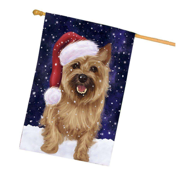 Let it Snow Christmas Holiday Cairn Terrier Dog Wearing Santa Hat House Flag HF265