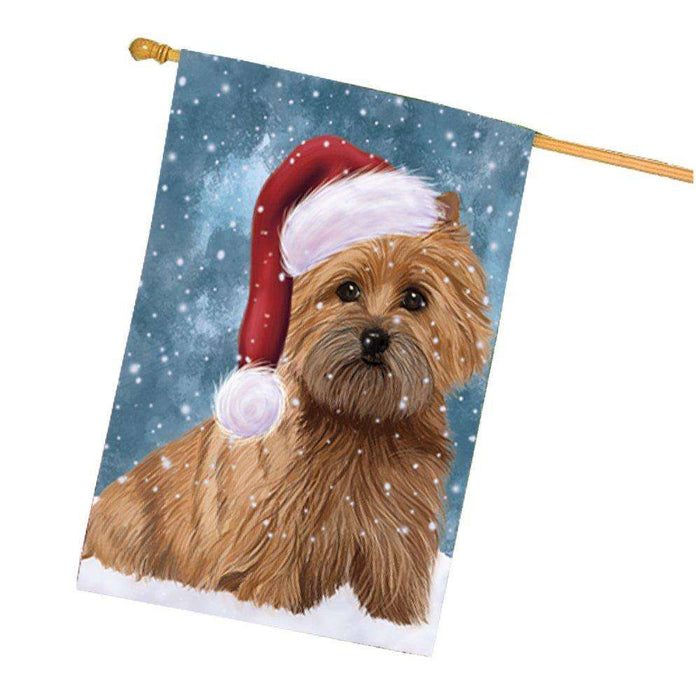 Let it Snow Christmas Holiday Cairn Terrier Dog Wearing Santa Hat House Flag HF267