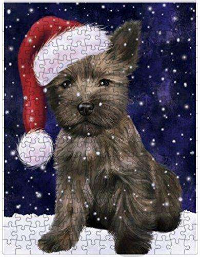 Let it Snow Christmas Holiday Cairn Terrier Dog Wearing Santa Hat Puzzle with Photo Tin D352 (300 pc.)
