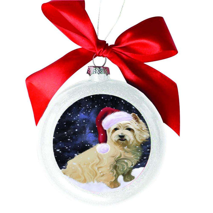 Let it Snow Christmas Holiday Cairn Terrier Dog White Round Ball Christmas Ornament WBSOR48518