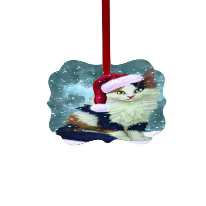 Let it Snow Christmas Holiday Calico Cat Double-Sided Photo Benelux Christmas Ornament LOR48522