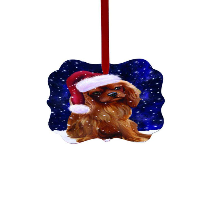 Let it Snow Christmas Holiday Cavalier King Charles Spaniel Dog Double-Sided Photo Benelux Christmas Ornament LOR48526