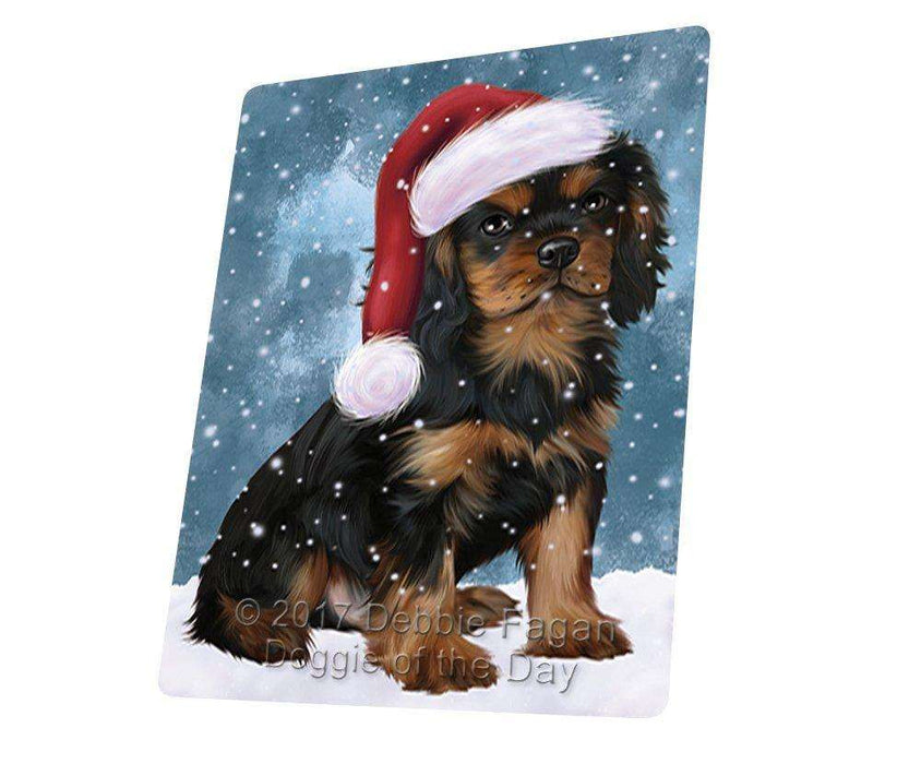 Let It Snow Christmas Holiday Cavalier King Charles Spaniel Dog Wearing Santa Hat Magnet Mini (3.5" x 2")