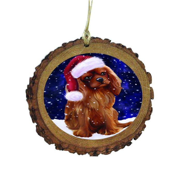 Let it Snow Christmas Holiday Cavalier King Charles Spaniel Dog Wooden Christmas Ornament WOR48526