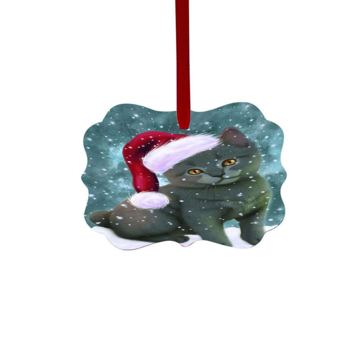 Let it Snow Christmas Holiday Chartreux Kitten Double-Sided Photo Benelux Christmas Ornament LOR48528