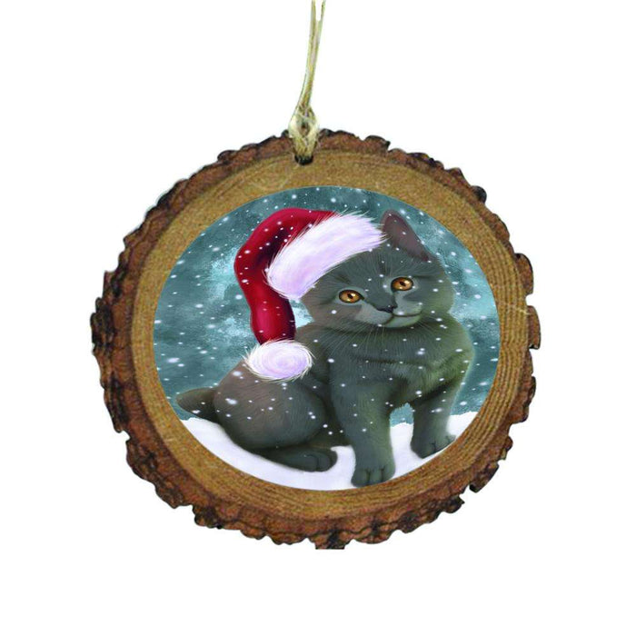 Let it Snow Christmas Holiday Chartreux Kitten Wooden Christmas Ornament WOR48528