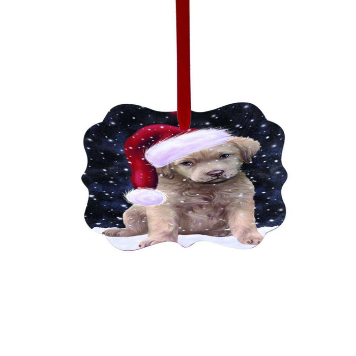 Let it Snow Christmas Holiday Chesapeake Bay Retriever Dog Double-Sided Photo Benelux Christmas Ornament LOR48529