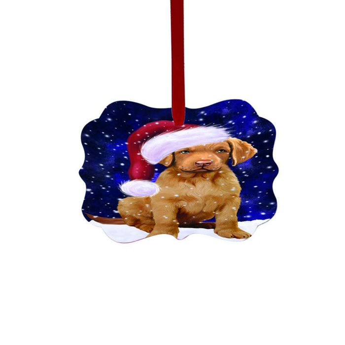 Let it Snow Christmas Holiday Chesapeake Bay Retriever Dog Double-Sided Photo Benelux Christmas Ornament LOR48530