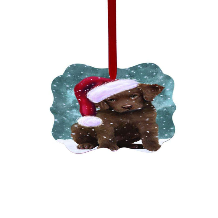 Let it Snow Christmas Holiday Chesapeake Bay Retriever Dog Double-Sided Photo Benelux Christmas Ornament LOR48531