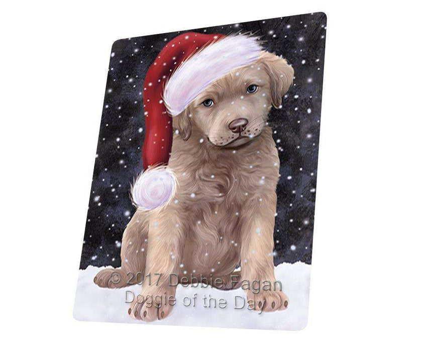 Let It Snow Christmas Holiday Chesapeake Bay Retriever Dog Wearing Santa Hat Magnet Mini (3.5" x 2") D107