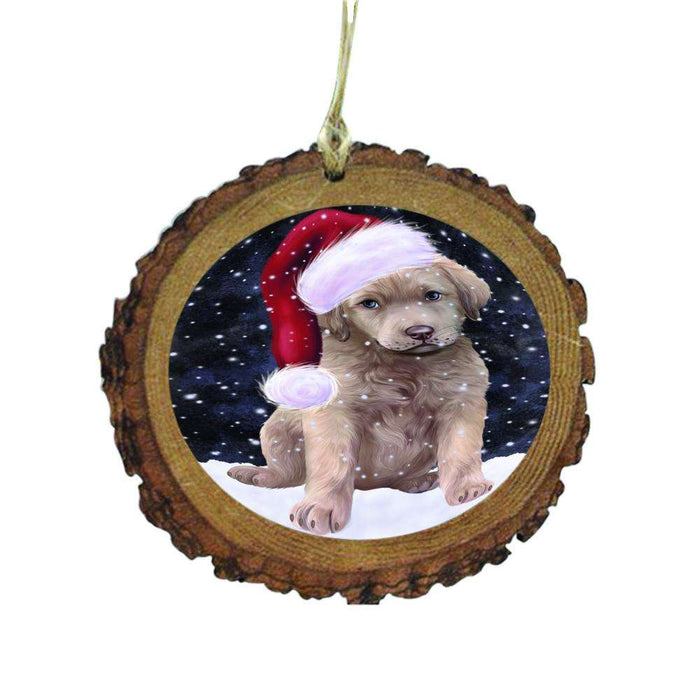Let it Snow Christmas Holiday Chesapeake Bay Retriever Dog Wooden Christmas Ornament WOR48529
