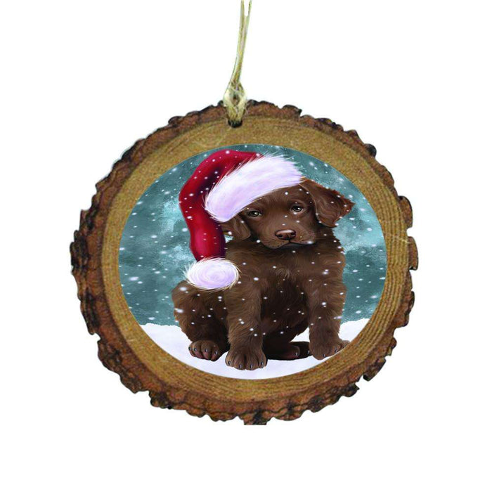Let it Snow Christmas Holiday Chesapeake Bay Retriever Dog Wooden Christmas Ornament WOR48531