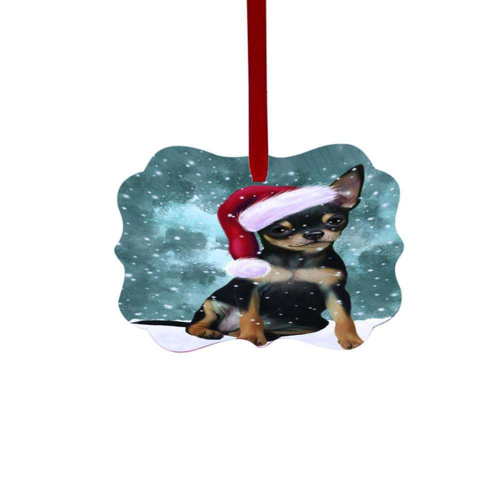 Let it Snow Christmas Holiday Chihuahua Dog Double-Sided Photo Benelux Christmas Ornament LOR48534