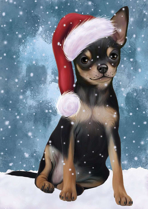Let it Snow Christmas Holiday Chihuahua Dog Wearing Santa Hat Puzzle with Photo Tin D359 (300 pc.)