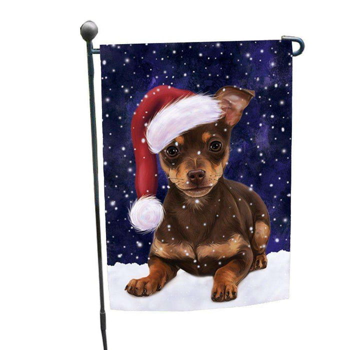 Let it Snow Christmas Holiday Chihuahua Puppy Dog Wearing Santa Hat Garden Flag D224
