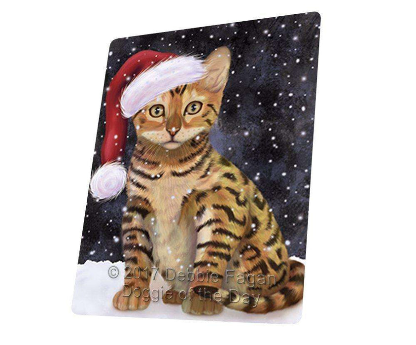 Let It Snow Christmas Holiday Chinese Li Hua Kitten Cat Wearing Santa Hat Magnet Mini (3.5" x 2")