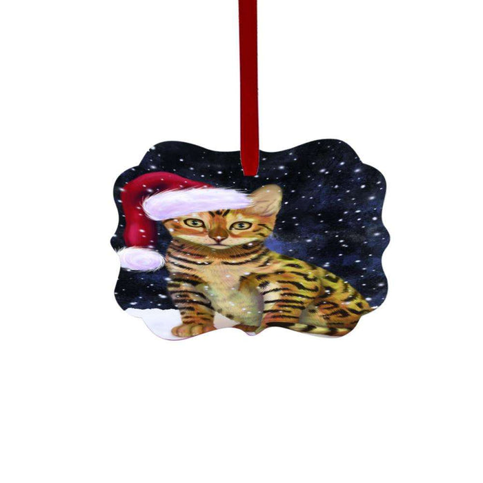 Let it Snow Christmas Holiday Chinese Li Hua Kitten Double-Sided Photo Benelux Christmas Ornament LOR48539
