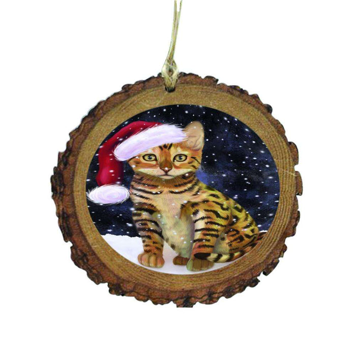 Let it Snow Christmas Holiday Chinese Li Hua Kitten Wooden Christmas Ornament WOR48539