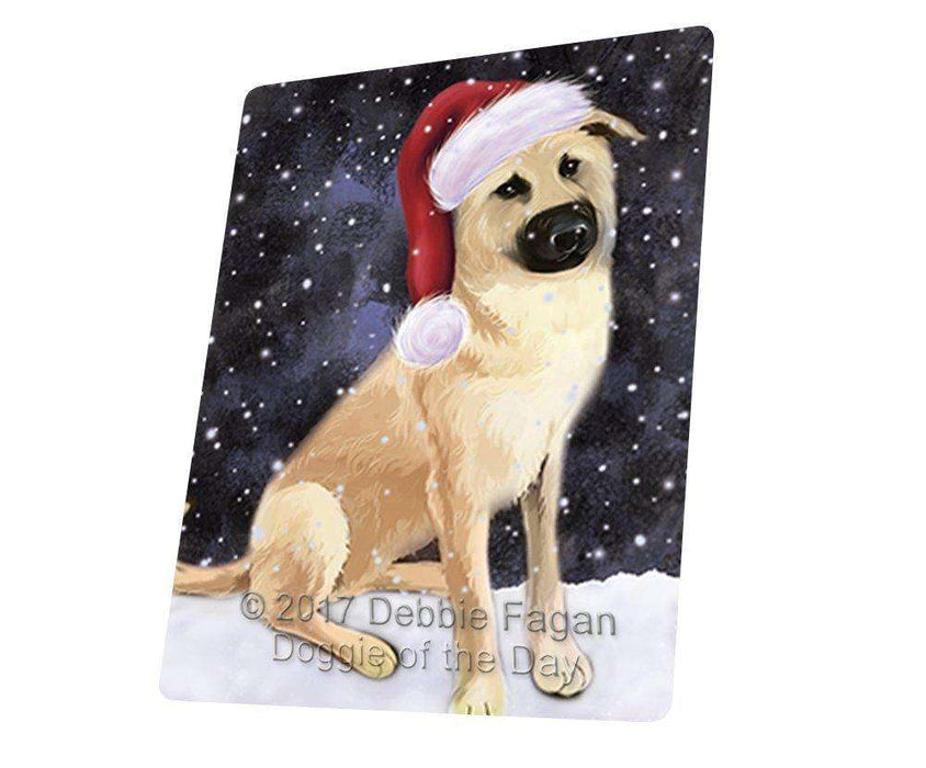 Let it Snow Christmas Holiday Chinook Dog Wearing Santa Hat Art Portrait Print Woven Throw Sherpa Plush Fleece Blanket D075