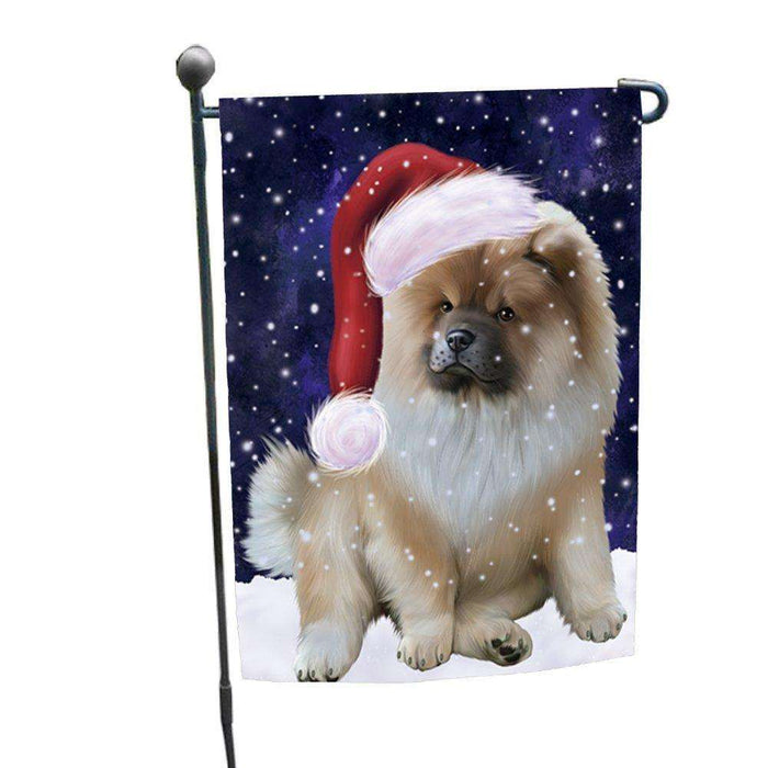 Let it Snow Christmas Holiday Chow Chow Dog Wearing Santa Hat Garden Flag