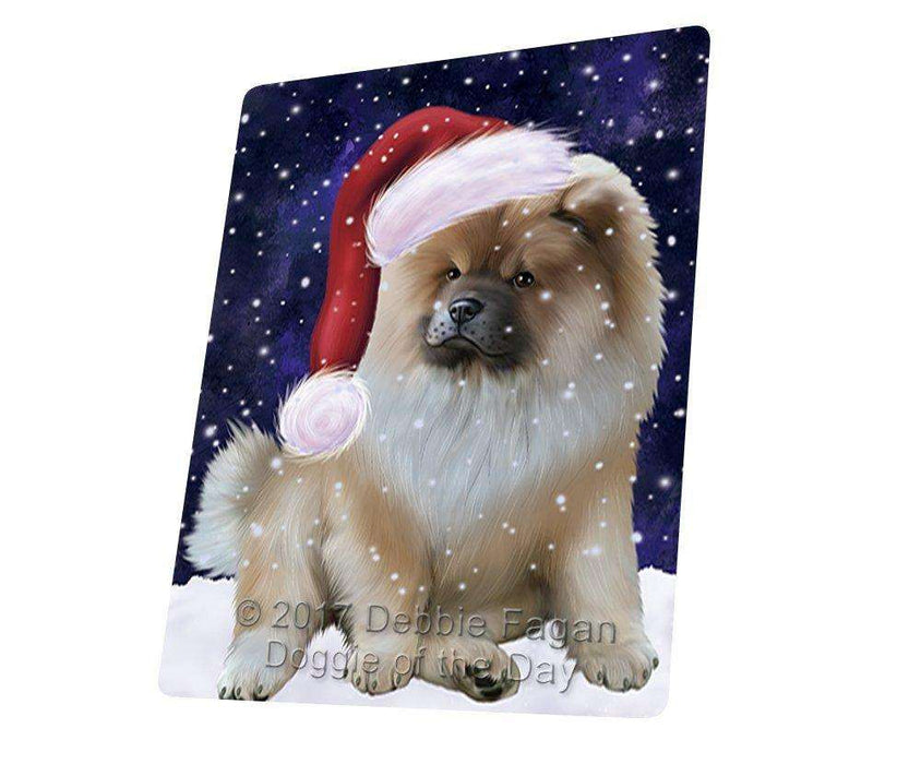 Let it Snow Christmas Holiday Chow Chow Dog Wearing Santa Hat Large Refrigerator / Dishwasher Magnet D071