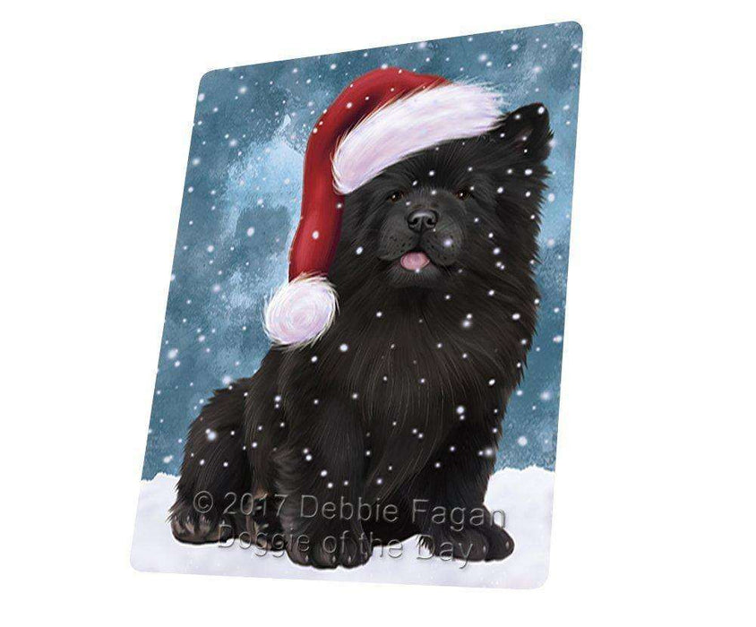 Let It Snow Christmas Holiday Chow Chow Dog Wearing Santa Hat Magnet Mini (3.5" x 2")