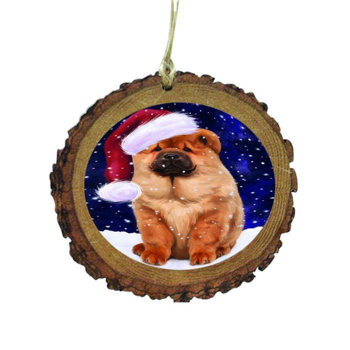 Let it Snow Christmas Holiday Chow Chow Dog Wooden Christmas Ornament WOR48543