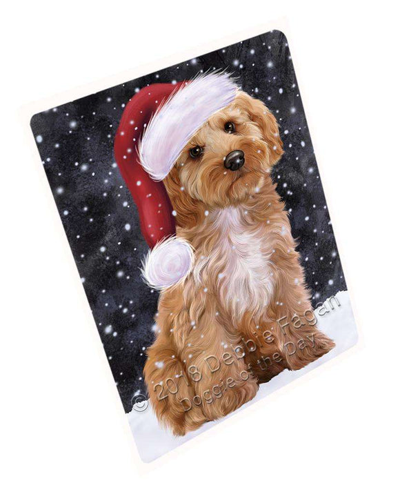 Let it Snow Christmas Holiday Cockapoo Dog Wearing Santa Hat Blanket BLNKT105951