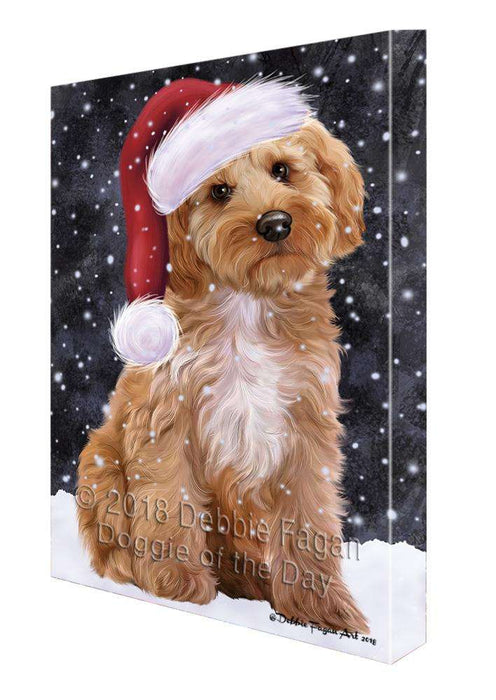 Let it Snow Christmas Holiday Cockapoo Dog Wearing Santa Hat Canvas Print Wall Art Décor CVS106460