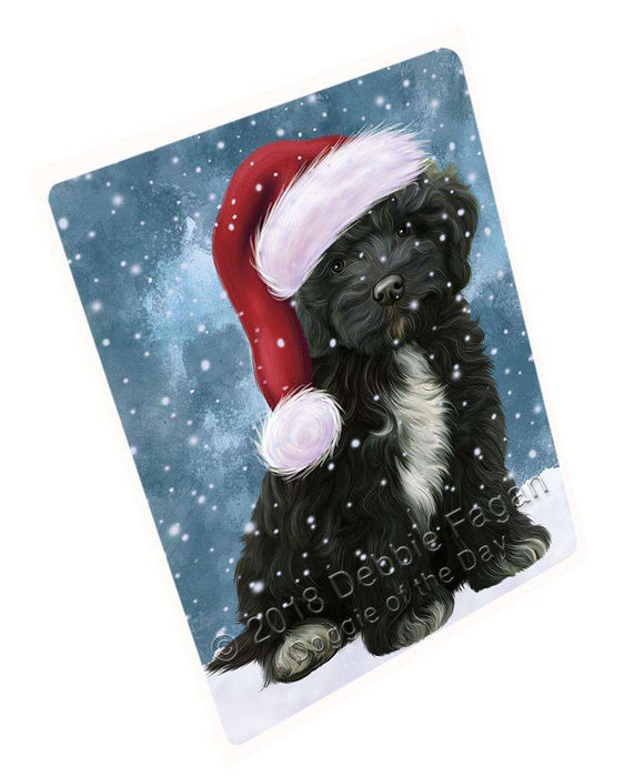 Let it Snow Christmas Holiday Cockapoo Dog Wearing Santa Hat Cutting Board C67311