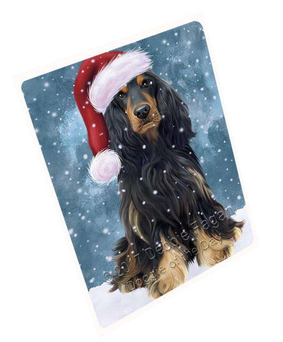Let it Snow Christmas Holiday Cocker Spaniel Dog Wearing Santa Hat Art Portrait Print Woven Throw Sherpa Plush Fleece Blanket D024
