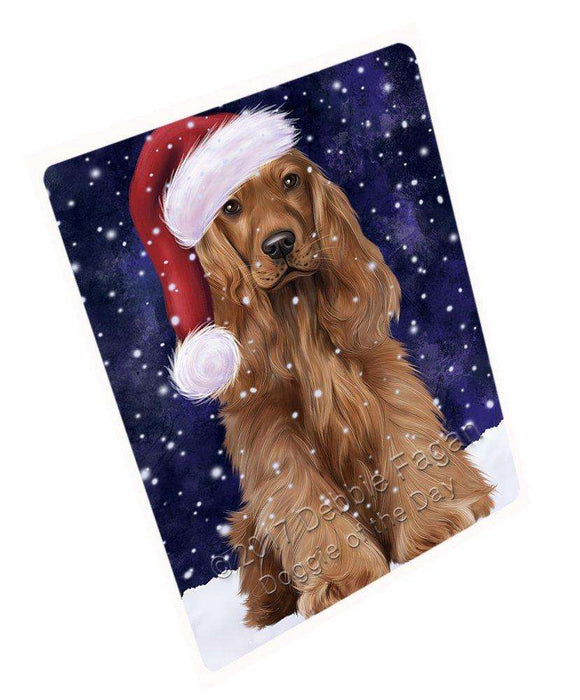 Let it Snow Christmas Holiday Cocker Spaniel Dog Wearing Santa Hat Art Portrait Print Woven Throw Sherpa Plush Fleece Blanket D025