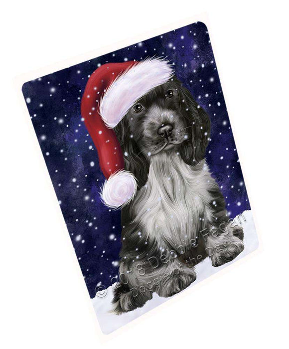 Let it Snow Christmas Holiday Cocker Spaniel Dog Wearing Santa Hat Blanket BLNKT105960
