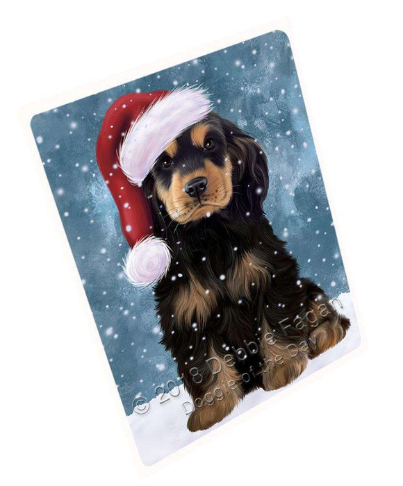 Let it Snow Christmas Holiday Cocker Spaniel Dog Wearing Santa Hat Blanket BLNKT105969