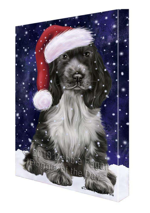 Let it Snow Christmas Holiday Cocker Spaniel Dog Wearing Santa Hat Canvas Print Wall Art Décor CVS106469