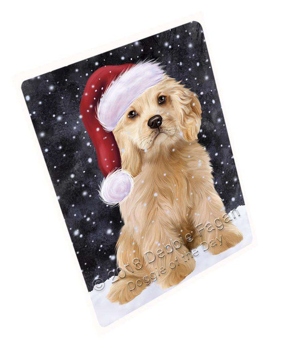 Let it Snow Christmas Holiday Cocker Spaniel Dog Wearing Santa Hat Cutting Board C67323