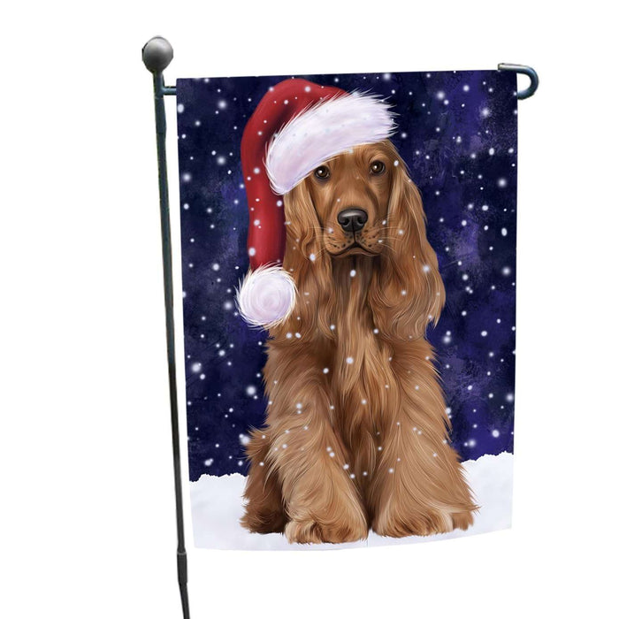 Let it Snow Christmas Holiday Cocker Spaniel Dog Wearing Santa Hat Garden Flag FLG024