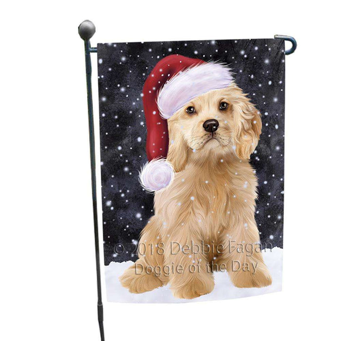 Let it Snow Christmas Holiday Cocker Spaniel Dog Wearing Santa Hat Garden Flag GFLG54355