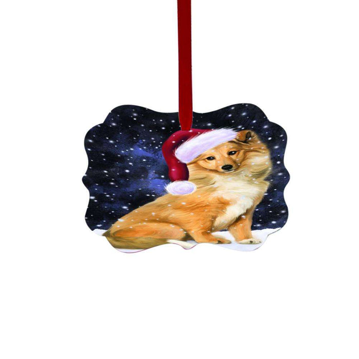 Let it Snow Christmas Holiday Collie Dog Double-Sided Photo Benelux Christmas Ornament LOR48554