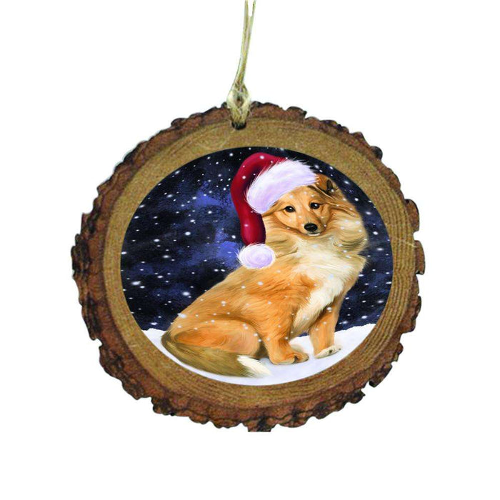 Let it Snow Christmas Holiday Collie Dog Wooden Christmas Ornament WOR48554