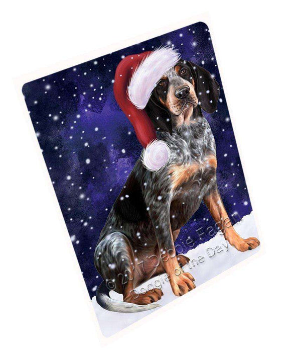 Let it Snow Christmas Holiday Coonhound Bluetick Dog Wearing Santa Hat Art Portrait Print Woven Throw Sherpa Plush Fleece Blanket D027