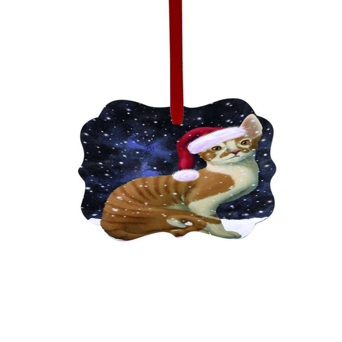 Let it Snow Christmas Holiday Cornish Red Cat Double-Sided Photo Benelux Christmas Ornament LOR48564