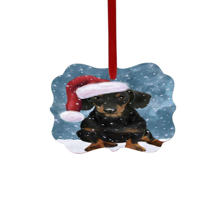 Let it Snow Christmas Holiday Dachshund Dog Double-Sided Photo Benelux Christmas Ornament LOR48567